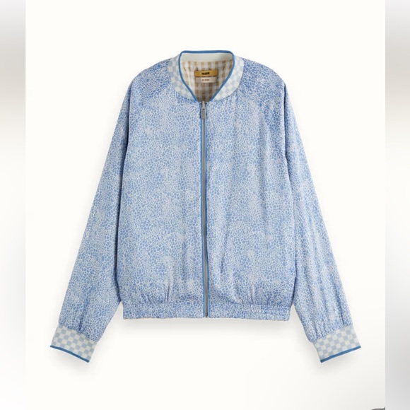 NWT Scotch & Soda Printed Seersucker Reversible Bomber Large - Picture 7 of 16
